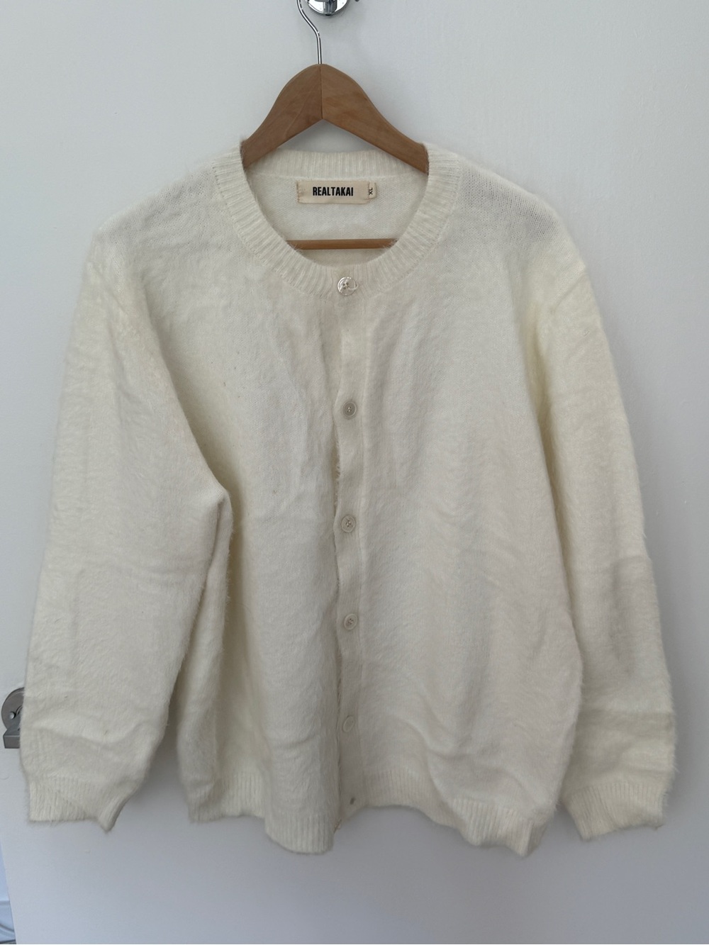 Men's Cream Button-Front Cardigan